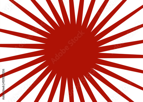 Red sun with ray on white background japan flag style. Vector illustration.
