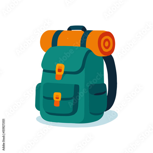 Adventure awaits with packed hiking bag illustration design element