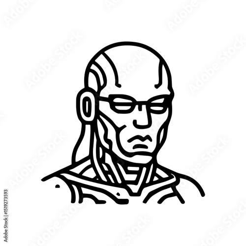 Bold Cyborg Portrait with Glasses illustration design element