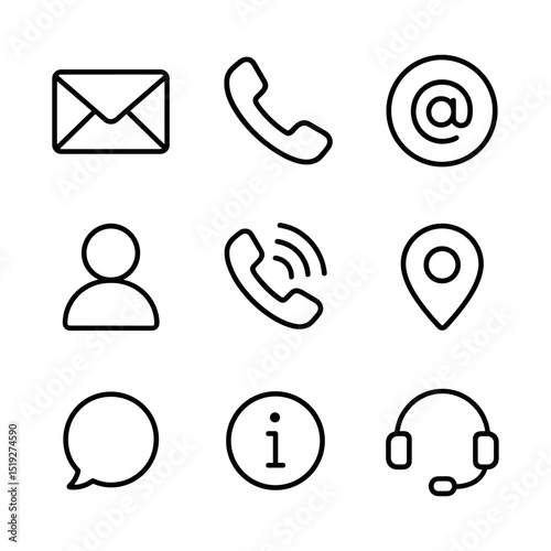 Contact icons showcasing diverse communication methods illustration design element
