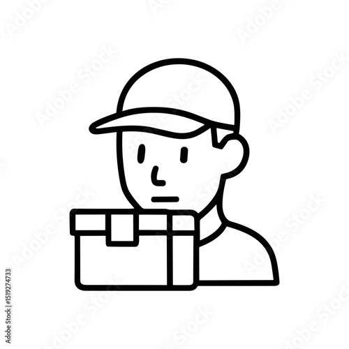 Delivery guy carries rectangular package illustration design element