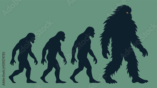Evolution of Man to Bigfoot A Cryptid Theory in Silhouette