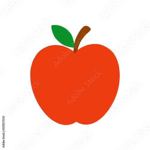 Luscious red apple with a green leaf illustration design element