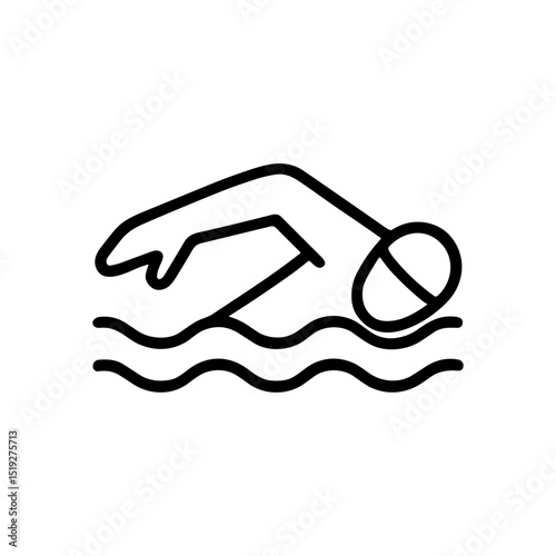 Minimalist swimmer icon freestyle stroke illustration design element