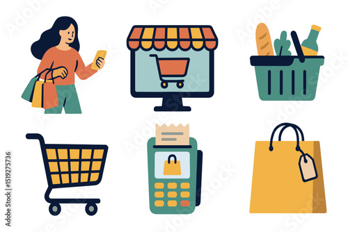 Modern Shopping Experience with Tech illustration design element