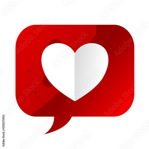 Love message, red speech bubble with heart – vector icon