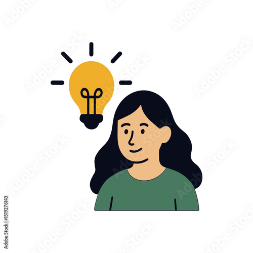 Persons idea illuminates their thinking process illustration design element