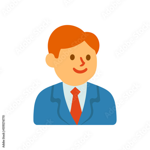 Smiling cartoon executive with red tie illustration design element