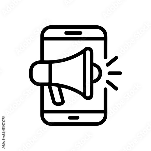 Smartphone with loudspeaker broadcasting message illustration design element