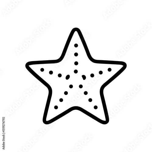 Spotted fivearmed sea star outline illustration design element