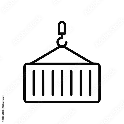 Suspended cargo container hook above illustration design element