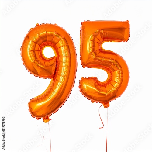 Balloon number 95 with white background. Photo for 95th birthday or anniversary party