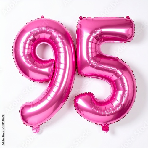 Balloon number 95 with white background. Photo for 95th birthday or anniversary party