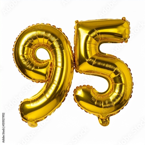 Balloon number 95 with white background. Photo for 95th birthday or anniversary party