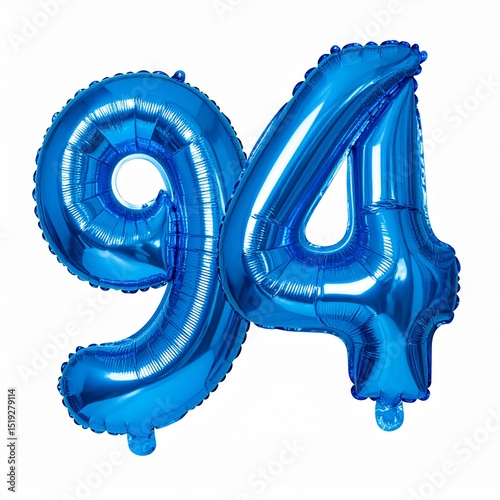 Balloon number 94 with white background. Photo for 94th birthday or anniversary party