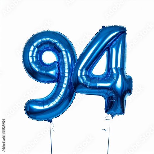 Balloon number 94 with white background. Photo for 94th birthday or anniversary party