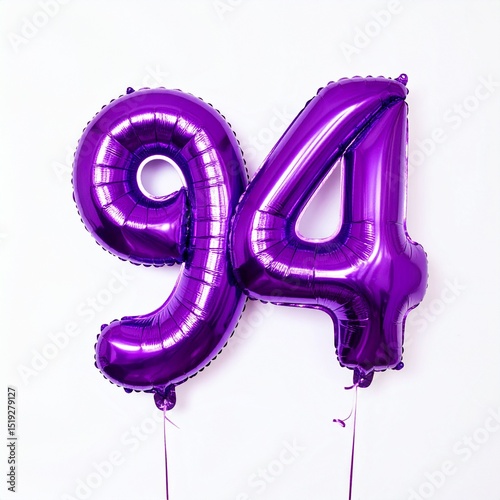 Balloon number 94 with white background. Photo for 94th birthday or anniversary party