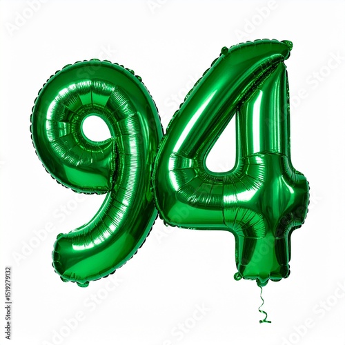 Balloon number 94 with white background. Photo for 94th birthday or anniversary party