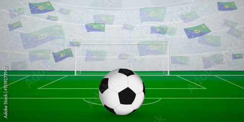 Christmas Islander Football Arena Full of Fans with National Flags, Sports Event Illustration.