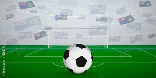 British Virgin Islander Football Arena Full of Fans with National Flags, Sports Event Illustration.
