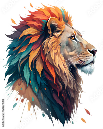 A watercolor lion head vector illustration art. photo