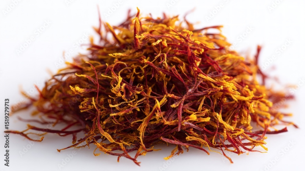 Fototapeta premium Pile Of Saffron Threads On White Background