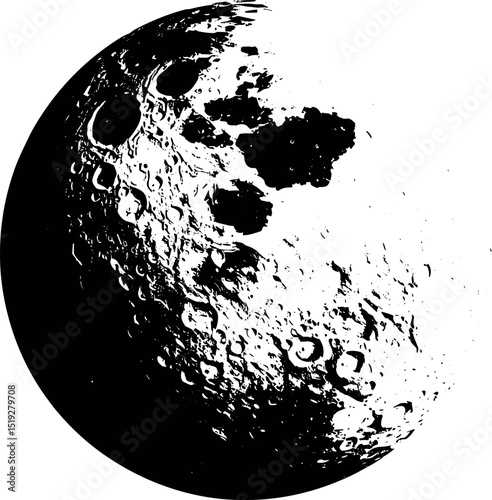 Moon vector black silhouette print design