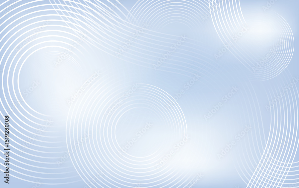 Naklejka premium Abstract Blue Gradient Background with White Concentric Wave Lines, vector illustration