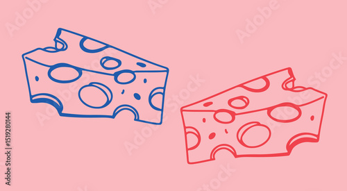 Cheese Food Line Drawing Sketch