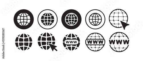 Set of Globe and WWW Icons for Web and Internet. Victor illustration eps 10

