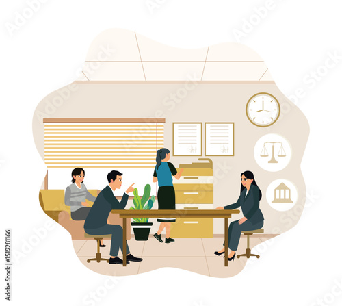 Legal consulting agency with employees in the office.