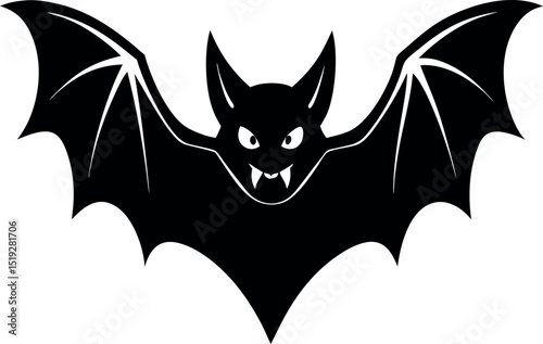 Bat with Spread Wings – Spooky Flying Creature Vector

