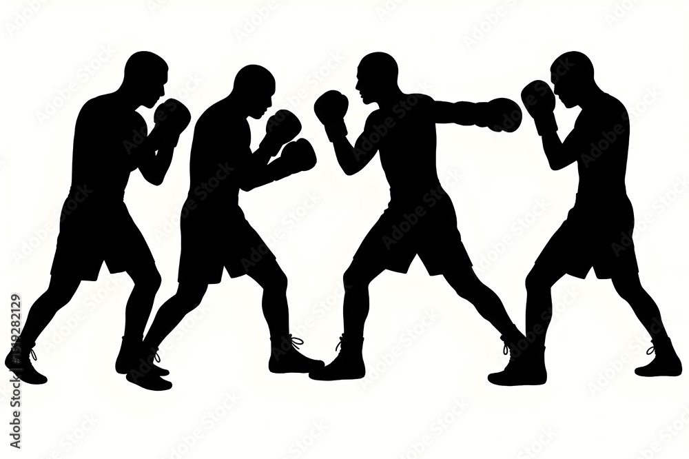 silhouettes of Boxing people silhouettes of Boxing people