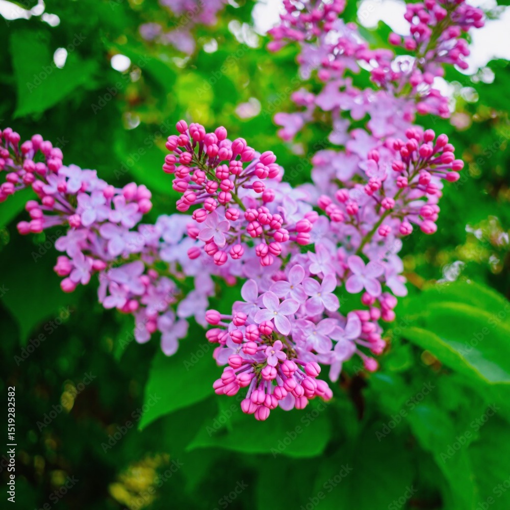 A close-up view of a lilac bush in full bloom. A close-up view of a lilac bush in full bloom.