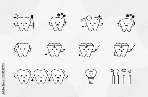 Cute Tooth Characters for Dental Health & Treatment Guide-color