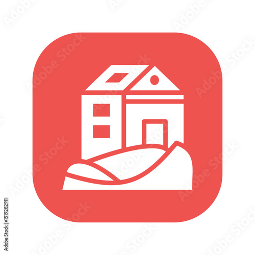 Hand holding house icon, a symbolic vector illustration of residential real estate and building design