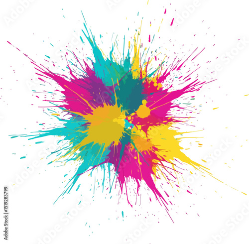 Vector illustration of abstract watercolor paint splatters create a colorful artistic splashes background with ink drops and grunge textures