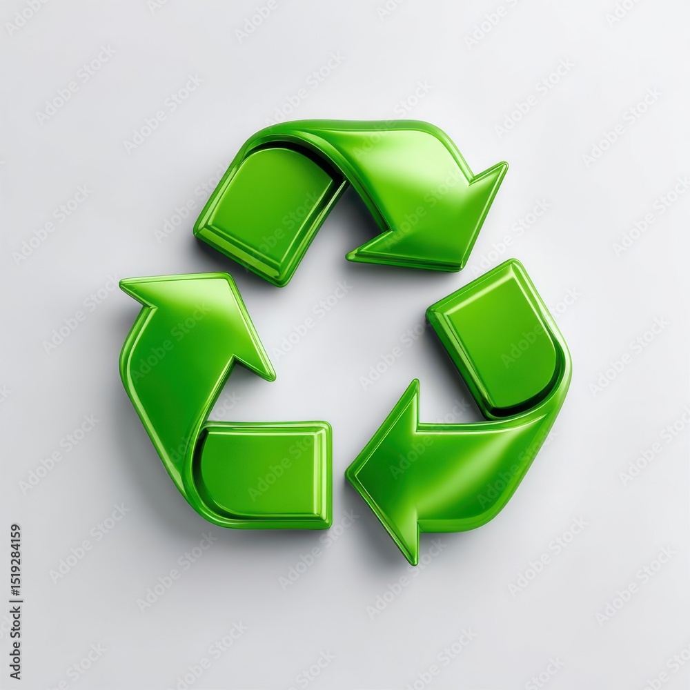 Fototapeta premium 3d green recycling symbol isolated on white background