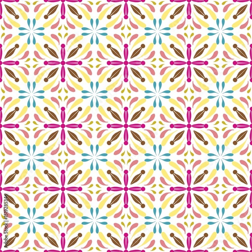 Floral background, geometric patterns, fabric designs, abstract images, vibrant colors.