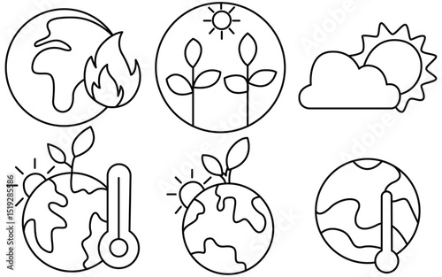 Carbon Countdown – Editable Stroke Icons for CO2, Net Zero, and Climate Emergencies
