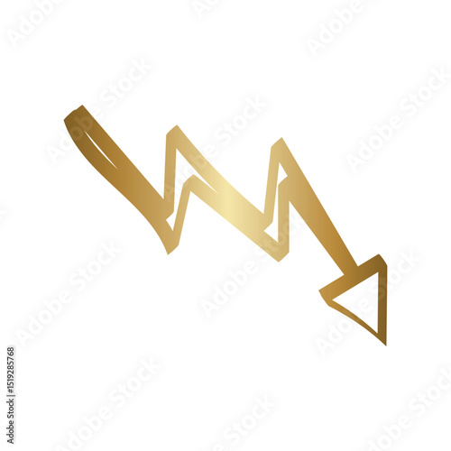 A striking golden zigzag arrow illustration, capturing the essence of movement and progression with its bold design.