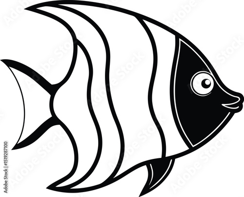 angelfish icon line art vector illustration on transparent background