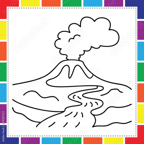 Explosive Volcano Adventure: A Fun and Educational Coloring Page for Kids Featuring Erupting Mountains, Lava Flows, and Earth Science Wonders,  Coloring Fun for Boys and Girls, A Large Creative Page