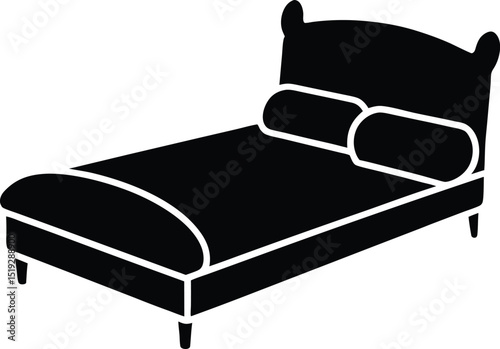 bed queen icon line art vector illustration on transparent background