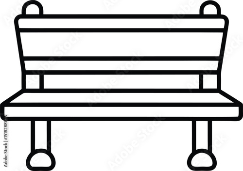 bench icon line art vector illustration on transparent background