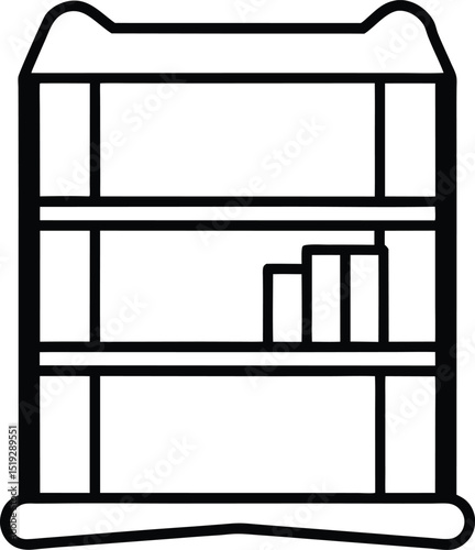 bookshelf icon line art vector illustration on transparent background
