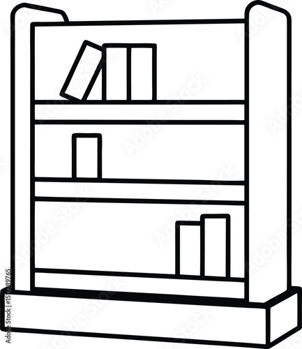 bookshelf icon line art vector illustration on transparent background