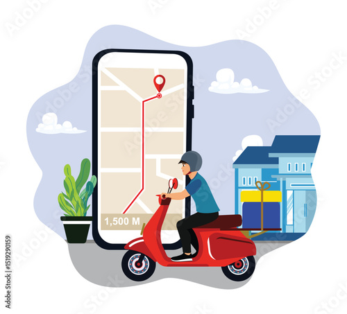 Couriers ride scooters and deliver orders to customers.