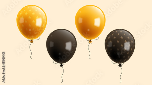 golden and black color balloons set