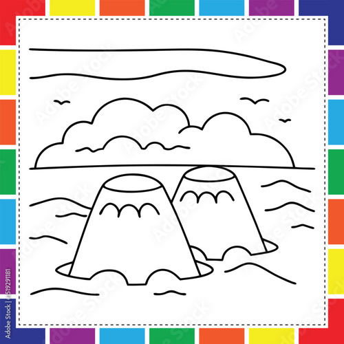 Explosive Volcano Adventure: A Fun and Educational Coloring Page for Kids Featuring Erupting Mountains, Lava Flows, and Earth Science Wonders,  Coloring Fun for Boys and Girls, A Large Creative Page